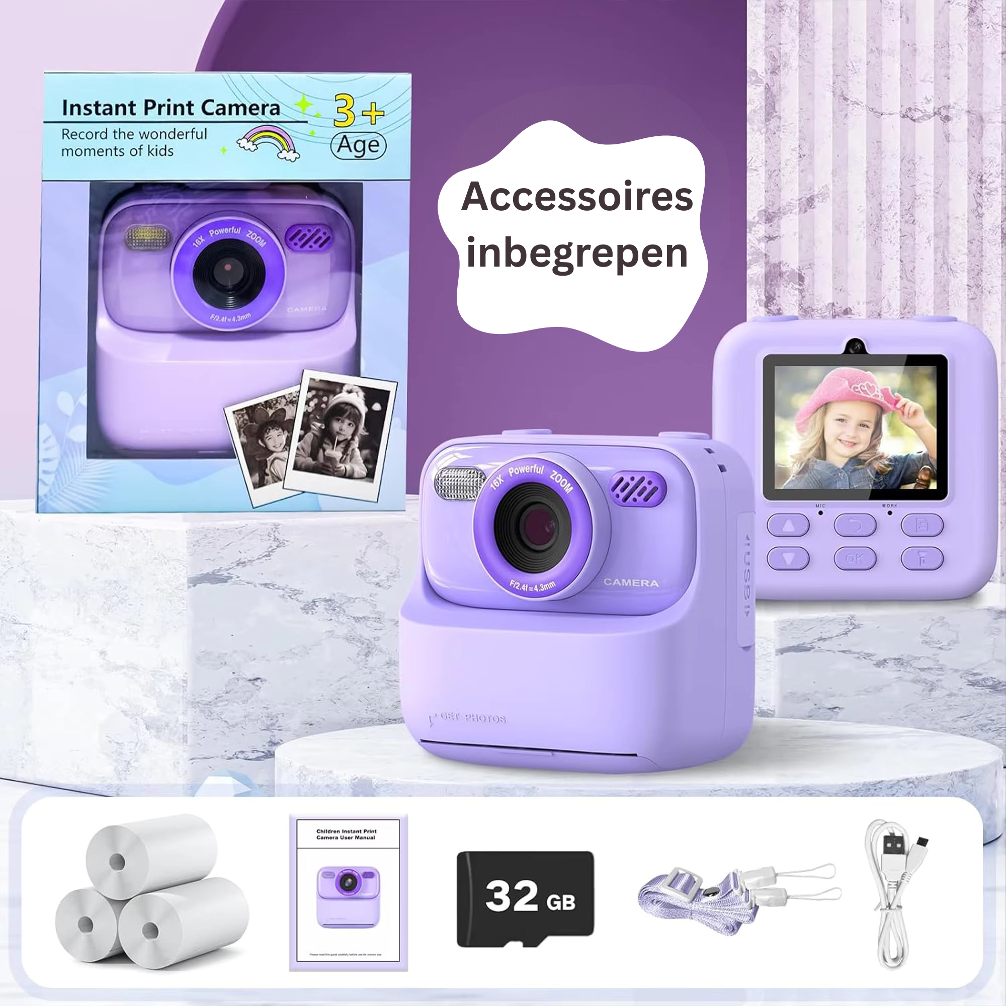 Kindercamera met Printer | Direct Foto’s Printen | Inclusief 32GB SD-kaart